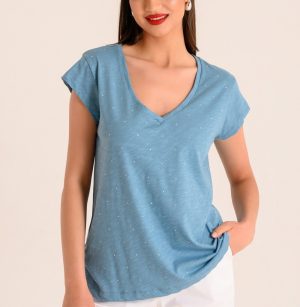 Μπλούζα κοντομάνικη VE με μεταλλάκια