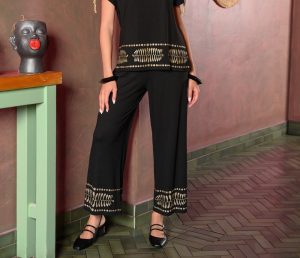 Παντελόνα με λάστιχο και τύπωμα boho