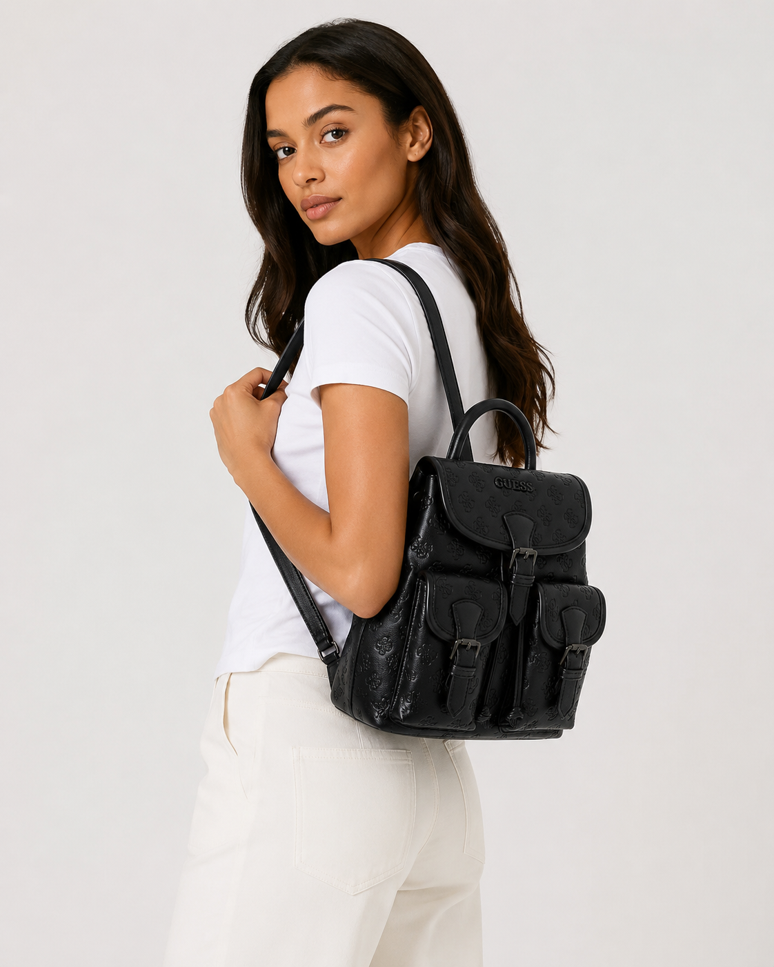 Backpack με ανάγλυφο monogram σχέδιο