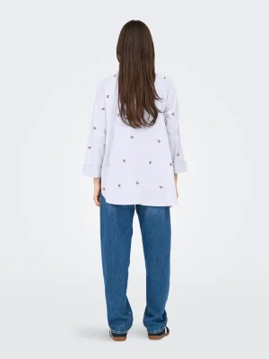 Alternative view of Πουκάμισο oversized με κεντητά σχέδια