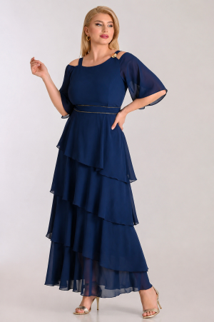 Alternative view of Maxi φόρεμα μουσελίνα με βολάν και cut-out ώμους plus size