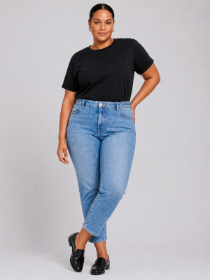 Alternative view of Παντελόνι τζιν ψηλόμεσο σε ίσια γραμμή plus size