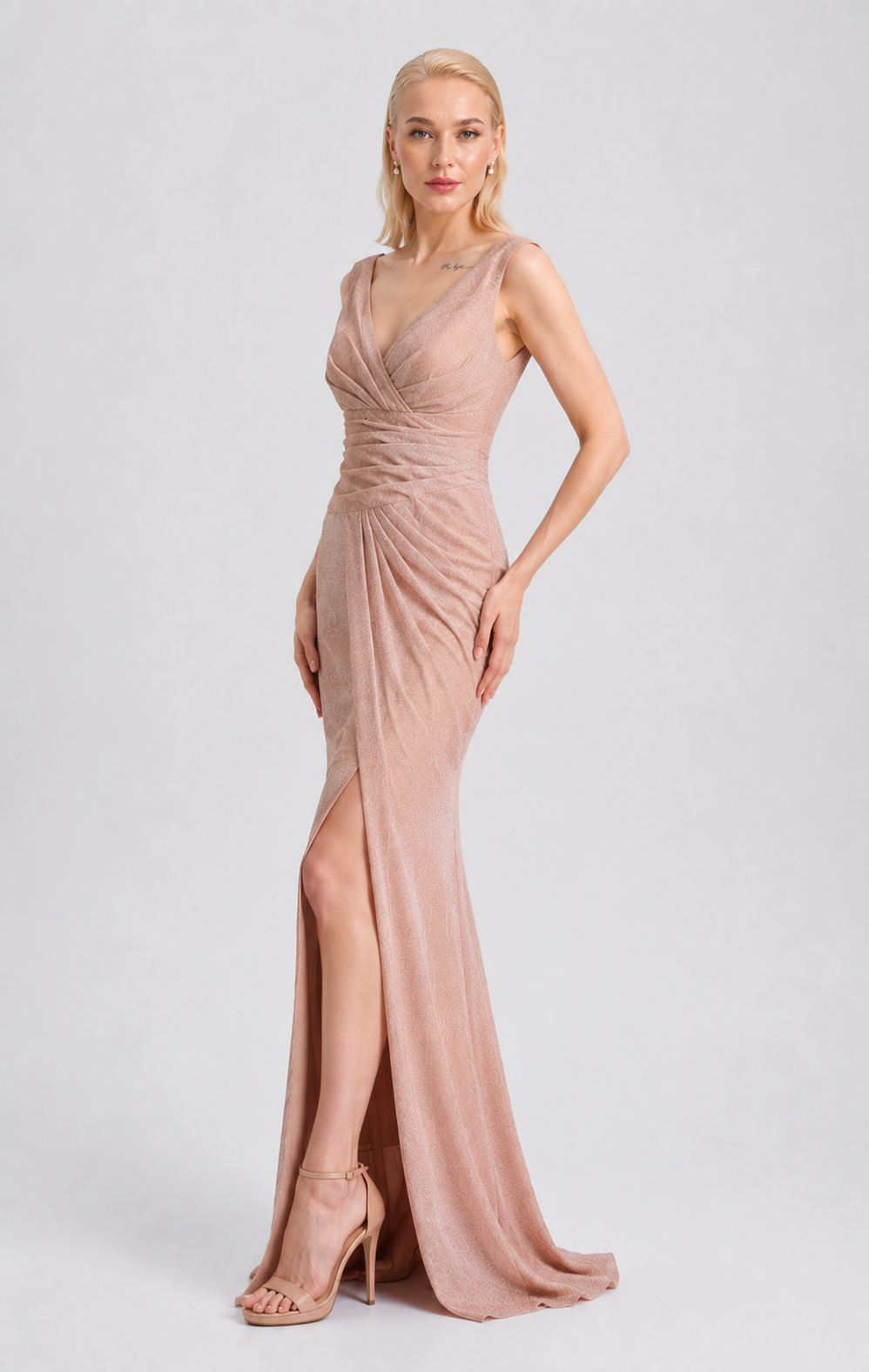 Maxi lurex φόρεμα με σκίσιμο - Image 3