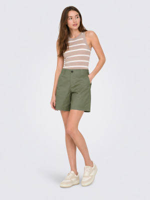 Alternative view of Βερμούδα χακί ψηλόμεση υφασμάτινη με τσέπες