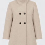 front ghost MODEL ONLY Sophia Taupe Double Breasted Coat 15379521 Michelles Curvy Boutique