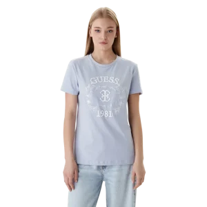 Μπλούζα κοντομάνικη με λευκό λογότυπο στο στήθος