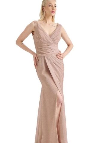 Alternative view of Maxi lurex φόρεμα με σκίσιμο