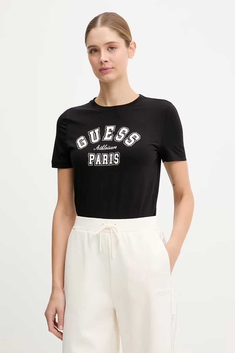 Μπλούζα κοντομάνικη με λευκό λογότυπο Guess