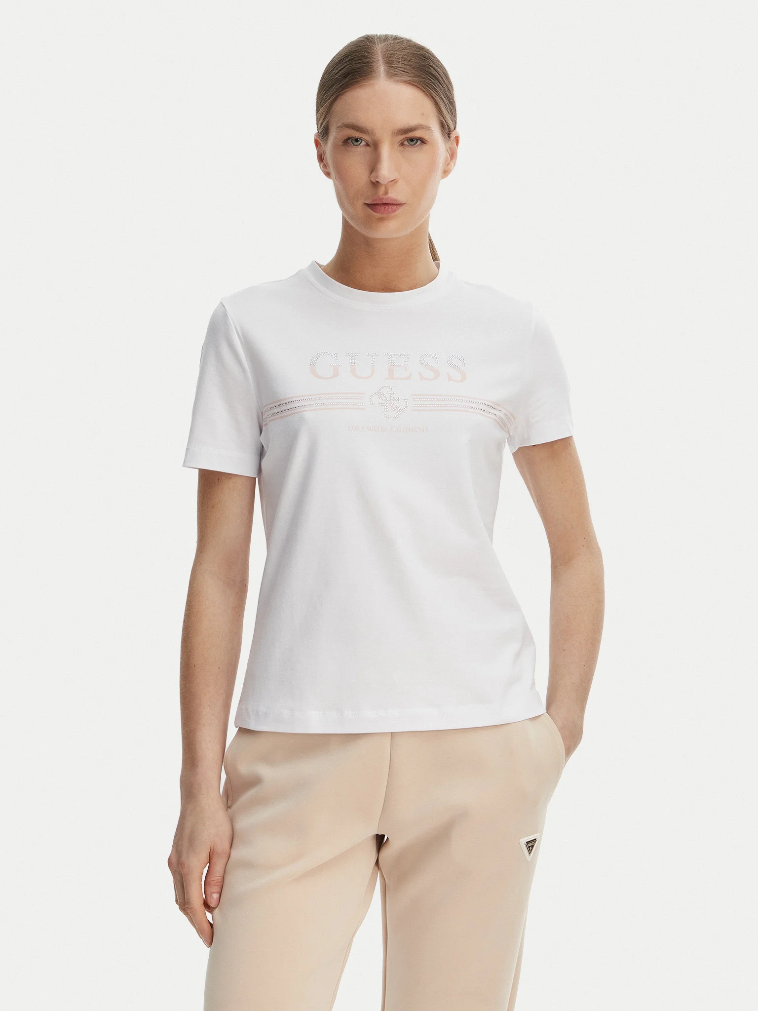 T-shirt με strass logo print