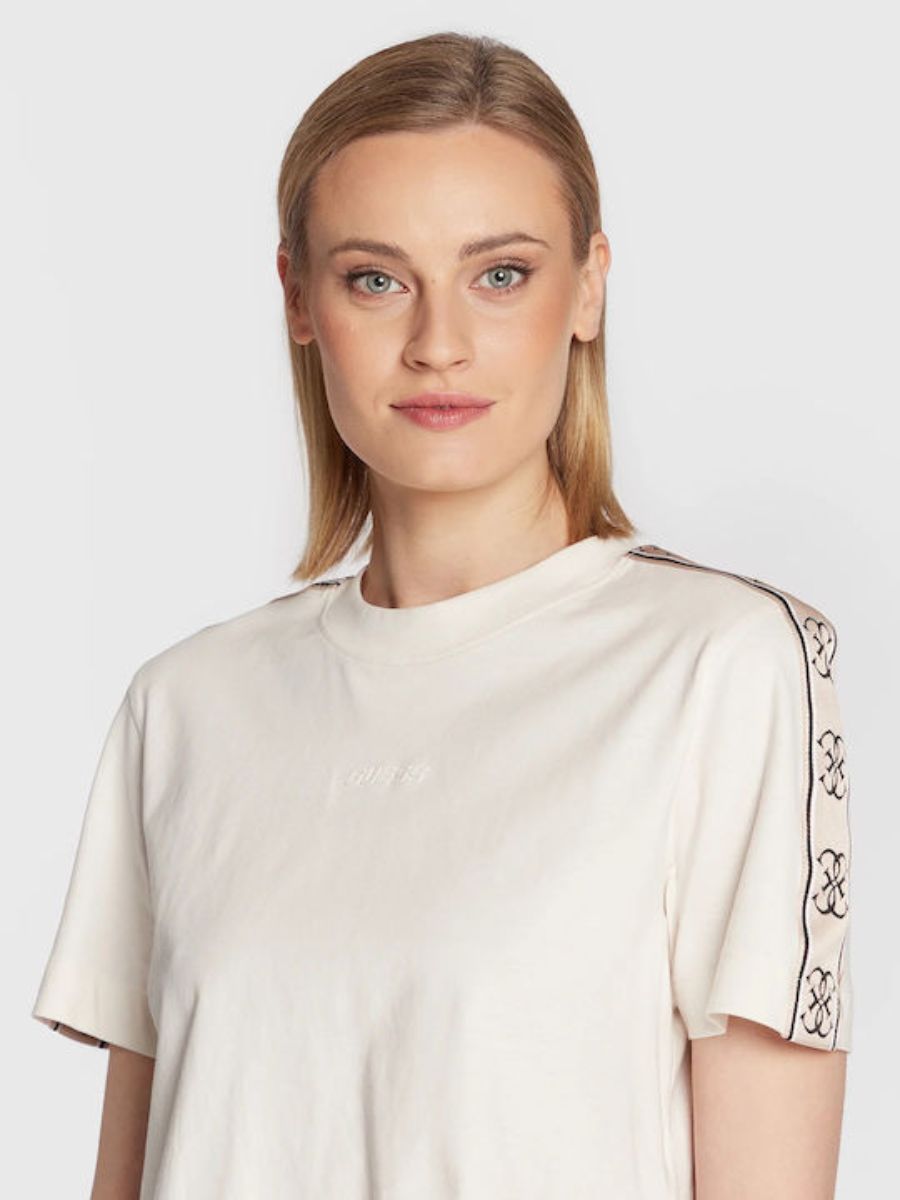T-shirt cropped με λογότυπο στα μανίκια - Image 4