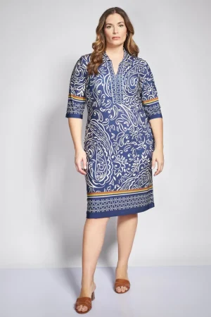 Midi φόρεμα με ethnic print plus size