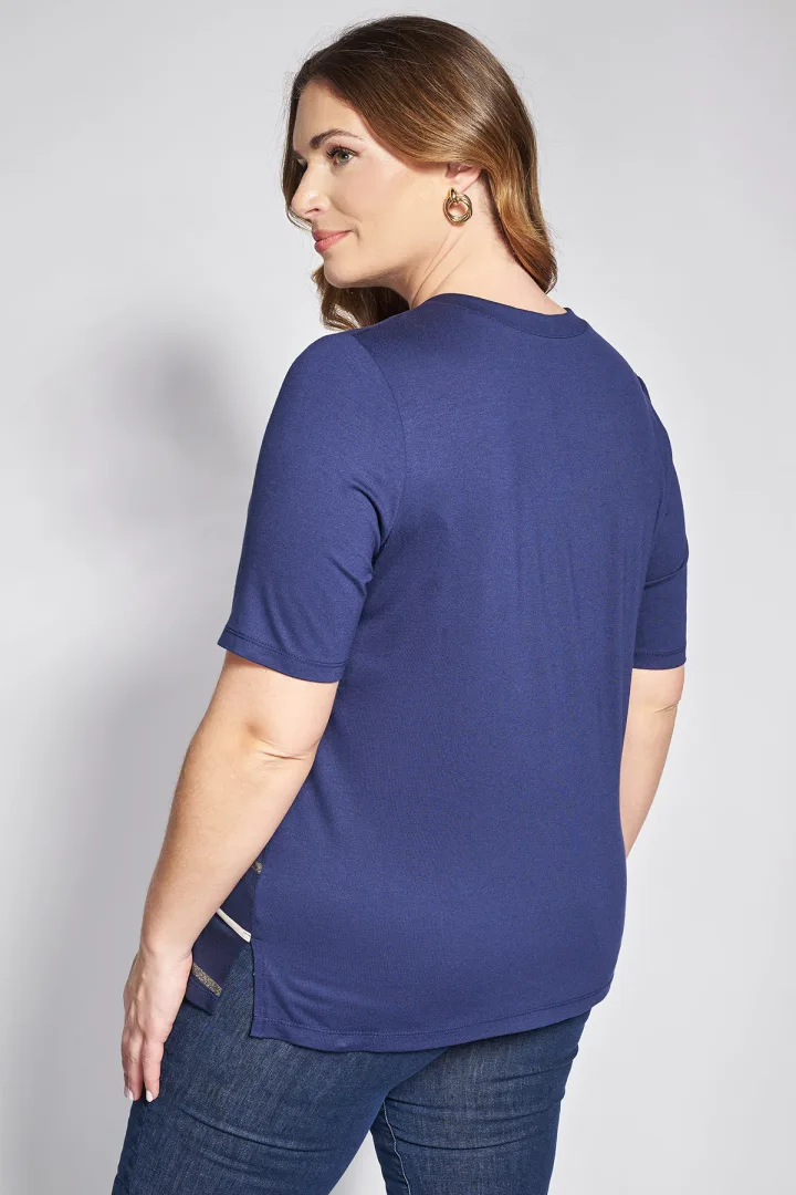 Μπλούζα ριγέ με φερμουάρ plus size - Image 4