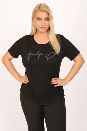 Alternative view of Μπλούζα ζέρσεϊ βισκόζη με στρας λογότυπο