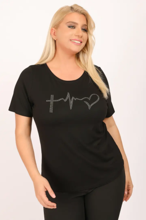 Μπλούζα ζέρσεϊ βισκόζη με στρας λογότυπο