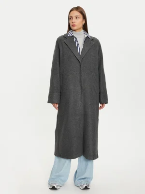 Alternative view of Μακρύ παλτό loose fit ανθρακί