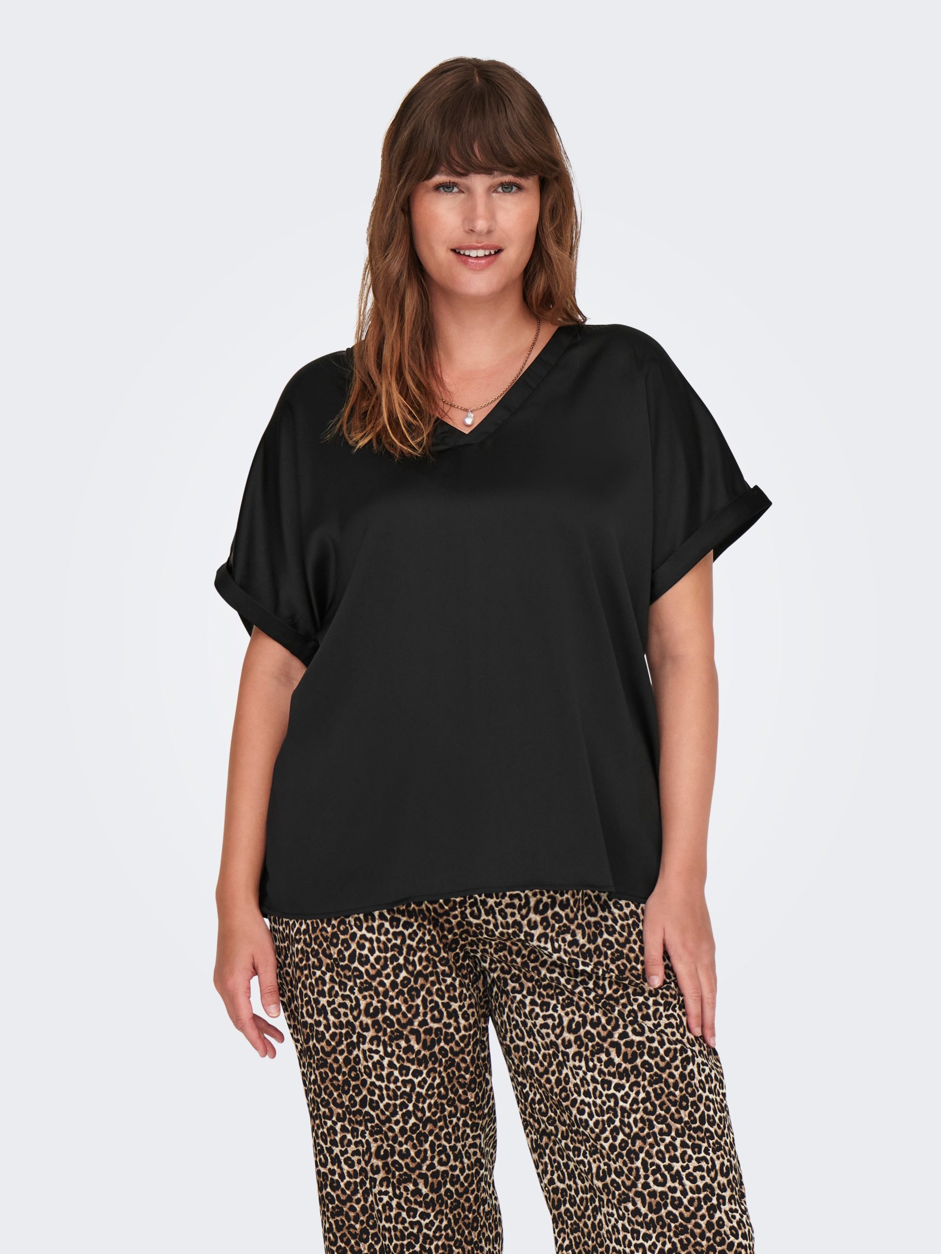 Μπλούζα σατέν κοντομάνικη plus size