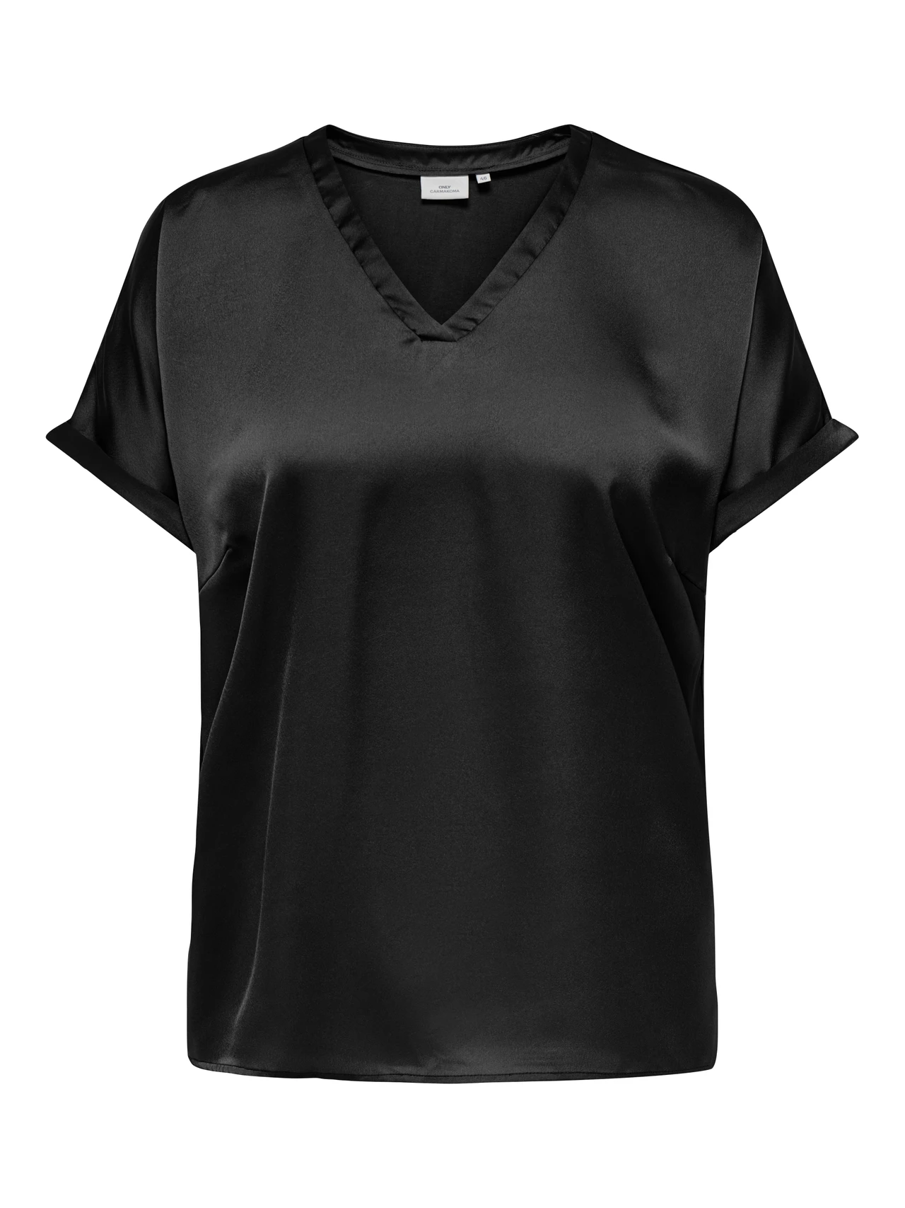 Μπλούζα σατέν κοντομάνικη plus size - Image 4