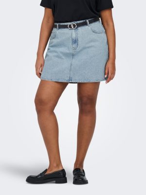 Φούστα τζιν μίνι σε ίσια γραμμή plus size