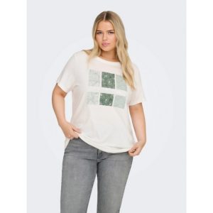 Μπλούζα κοντομάνικη με φλοράλ στάμπα plus size