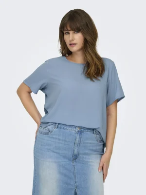 Μπλούζα κοντομάνικη με ανάγλυφη υφή plus size