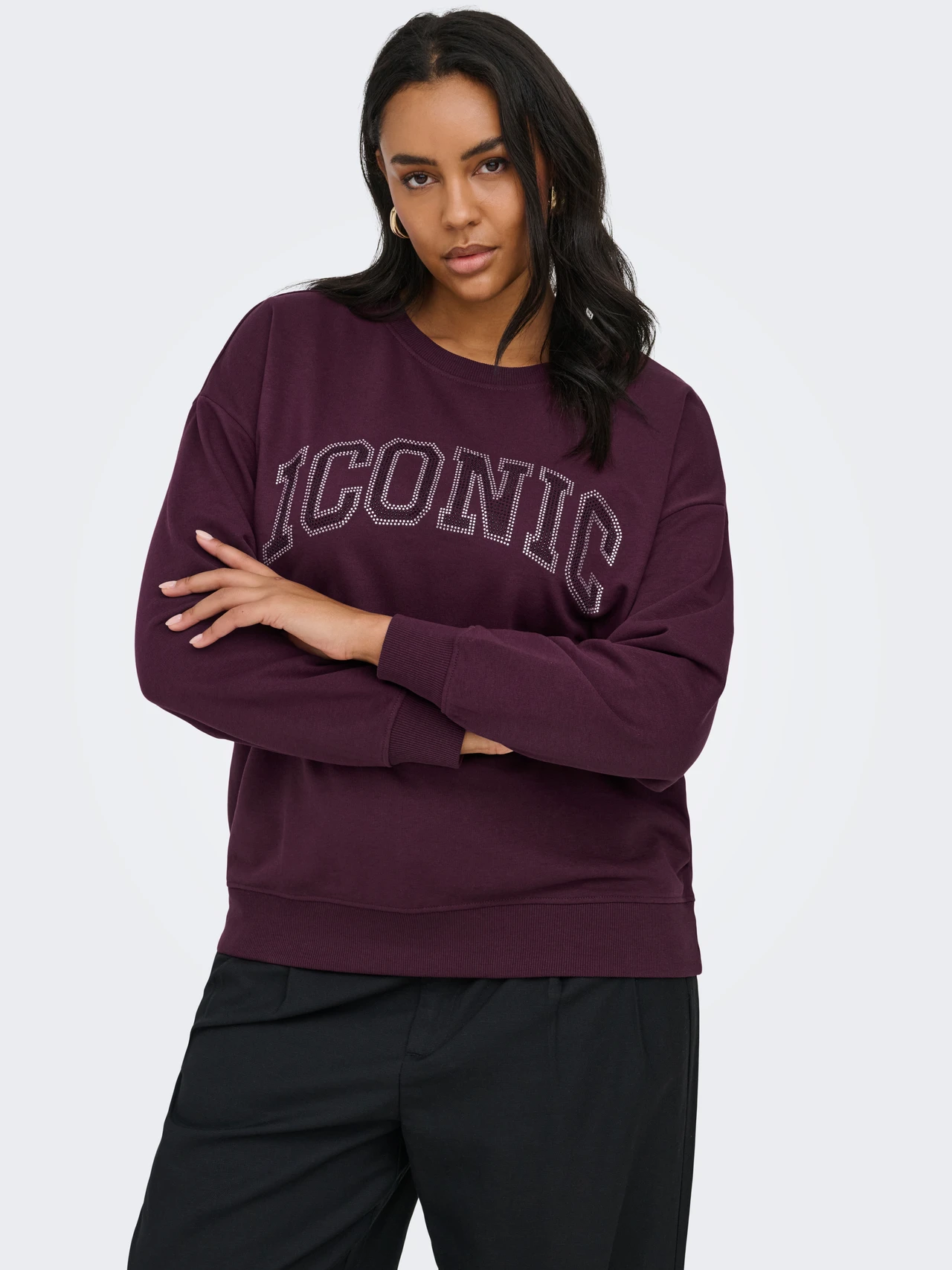 Μπλούζα φούτερ με λογότυπο iconic και στρας Plus size - Image 4
