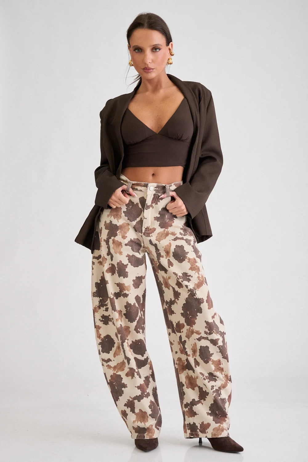 panteloni jean barrel cow print 10094713 ouxa