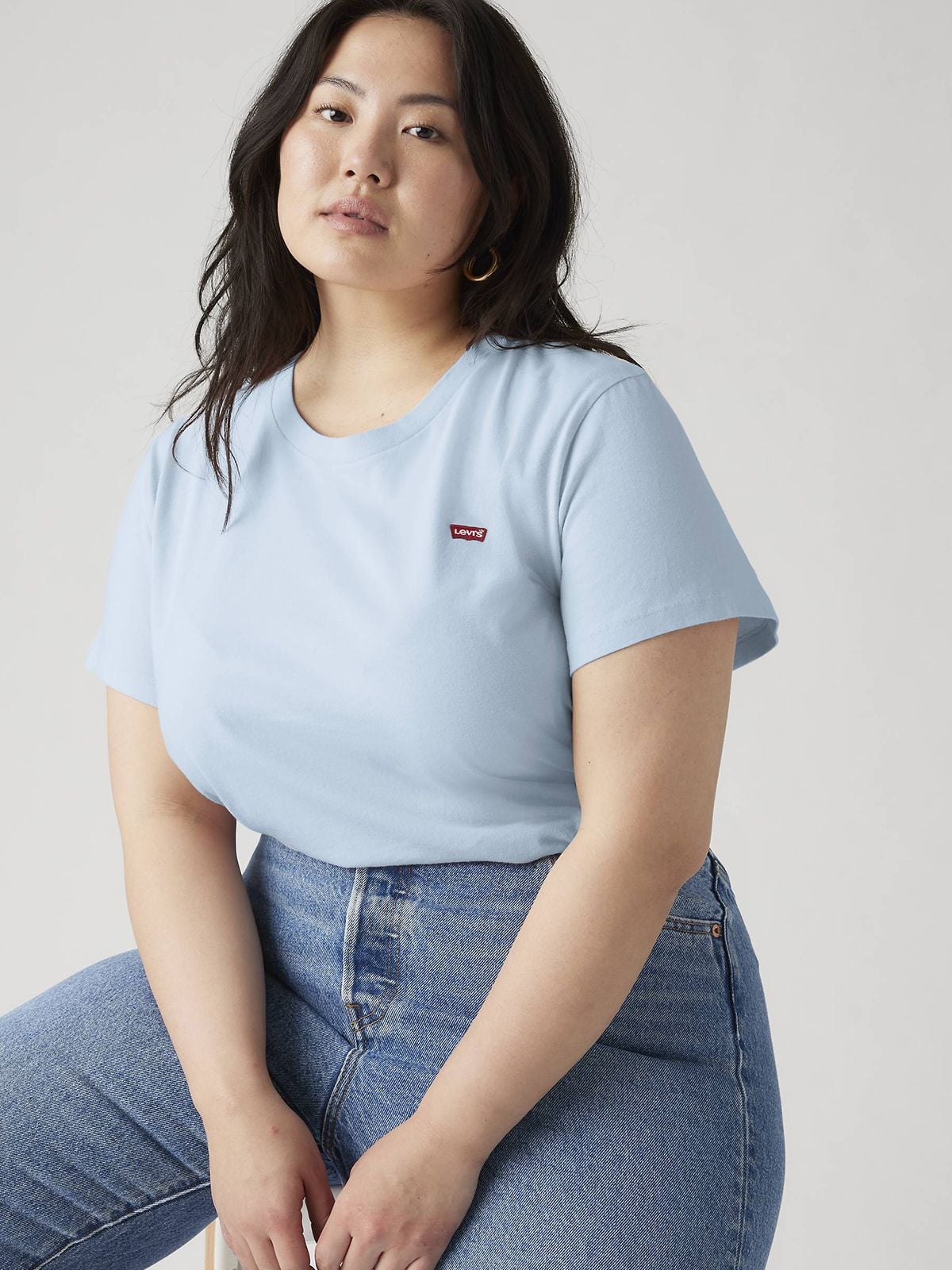 Tshirt γυναικείο plus size μονόχρωμο γαλάζιο basic - Image 2