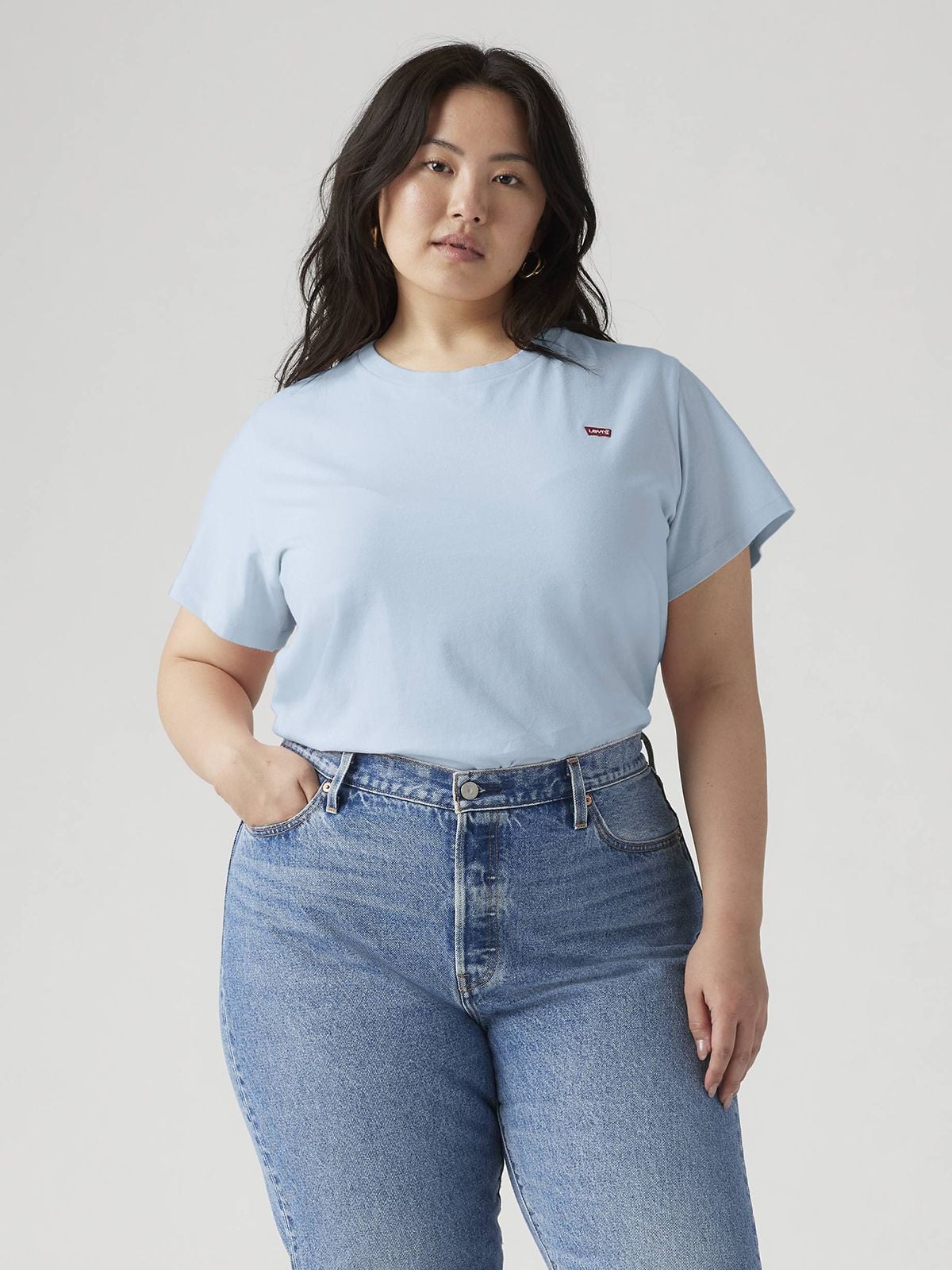 Tshirt γυναικείο plus size μονόχρωμο γαλάζιο basic