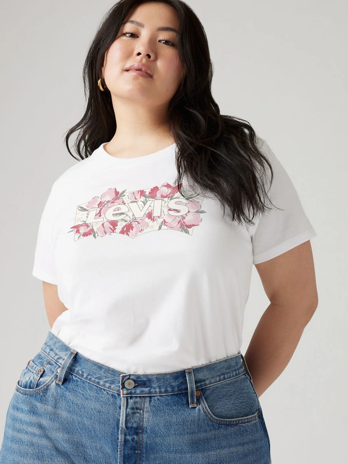 Tshirt γυναικείο plus size με floral logo