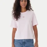 tommy jeans t shirt badge dw0dw22202 roz boxy fit 0000305563194