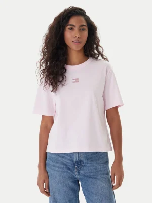 tommy jeans t shirt badge dw0dw22202 roz boxy fit 0000305563194