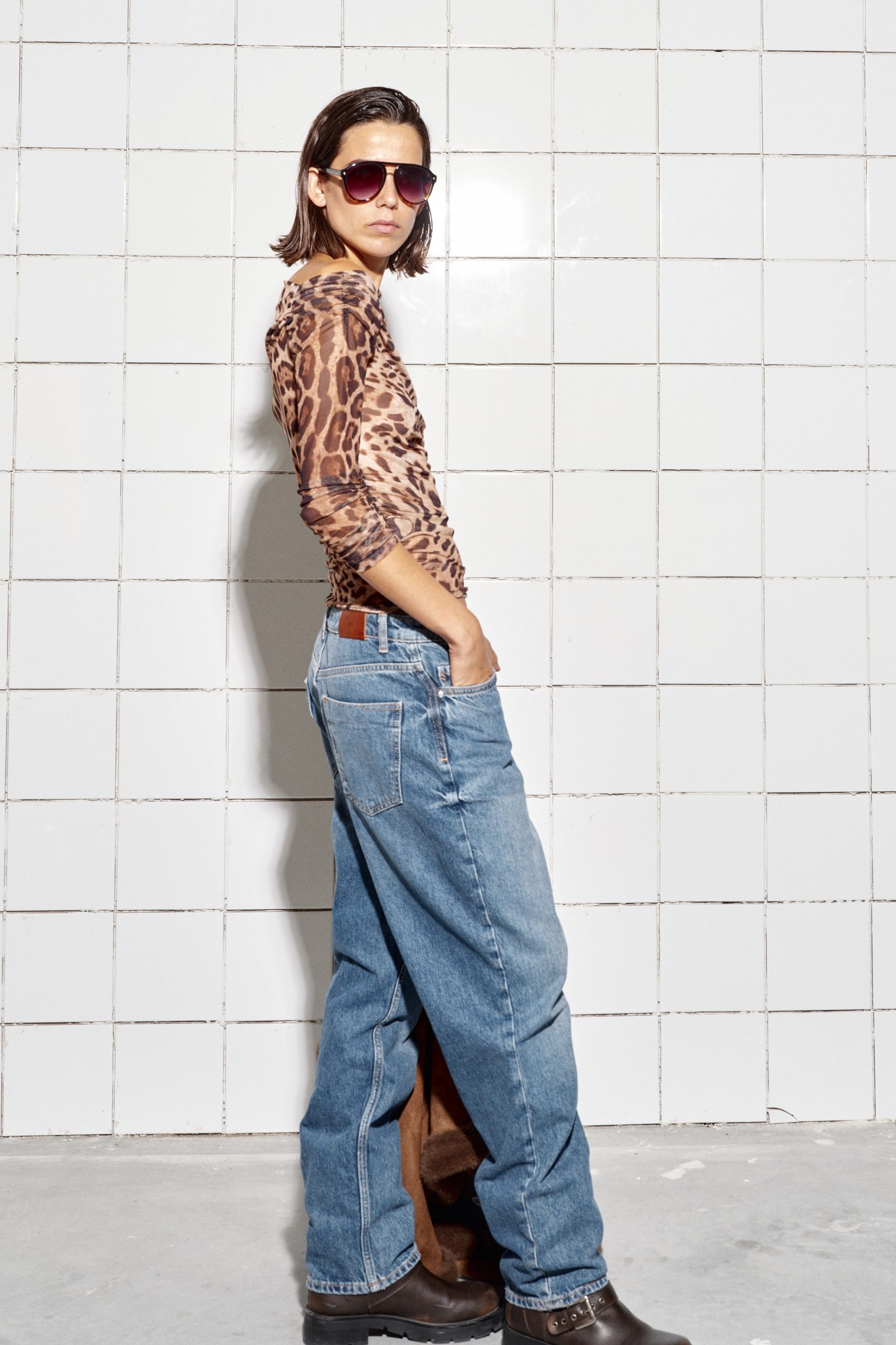 Τοπ από τούλι με animal print - Image 2