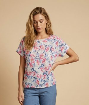Εμπριμέ μπλούζα με floral print