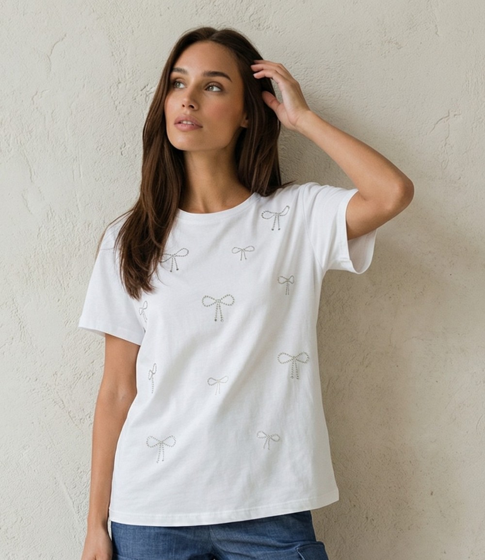 Tshirt γυναικείο με στάμπα φιόγκους