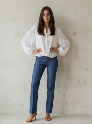 Alternative view of Πουκάμισο αέρινο με φουσκωτά μανίκια και κουμπιά