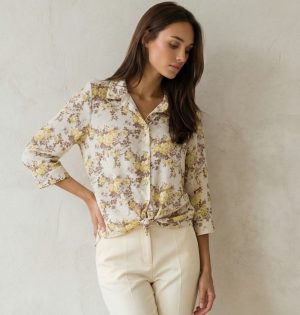 Πουκάμισο  φλοράλ με  λουλούδια και δέσιμο