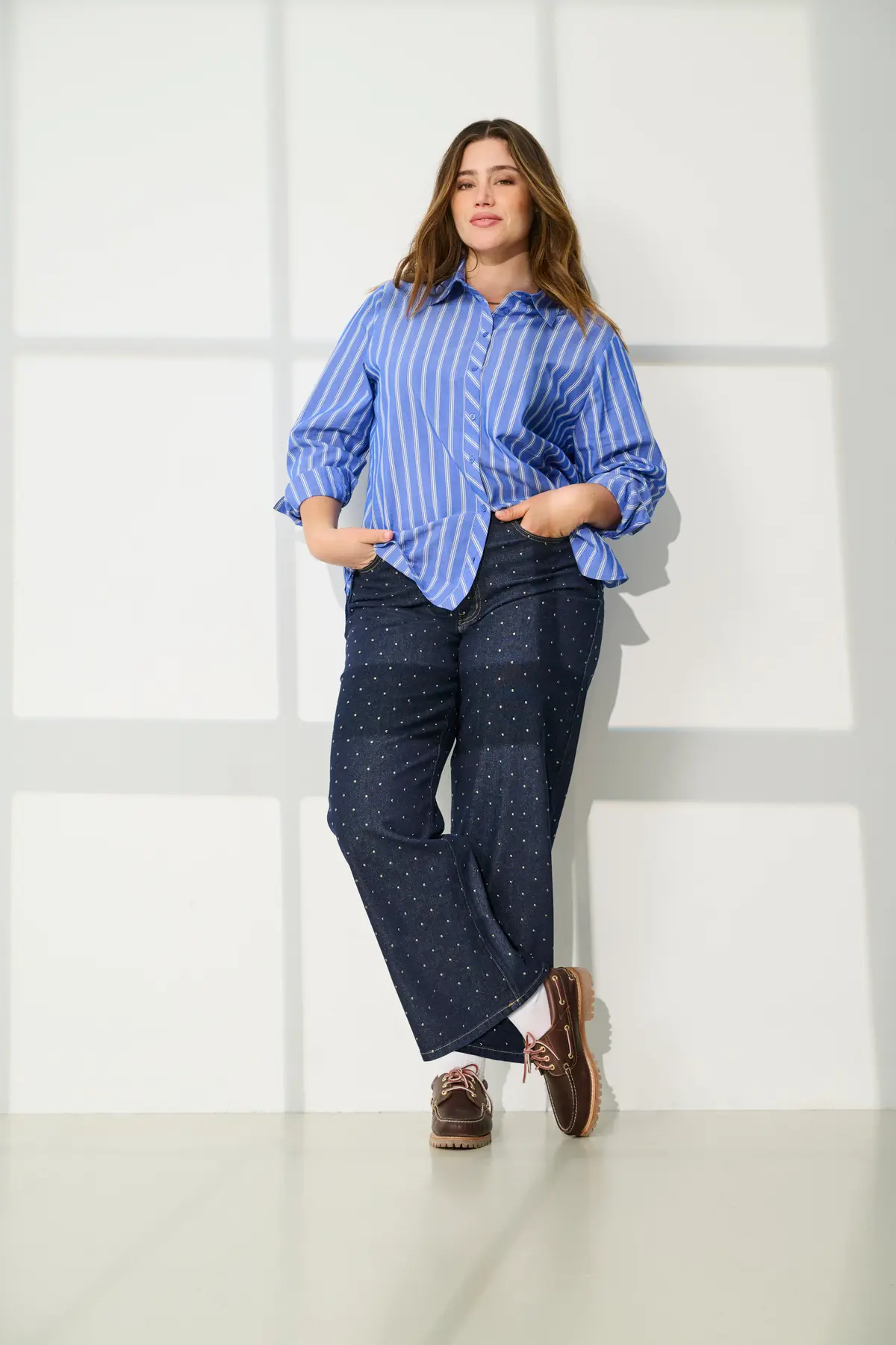 Τζιν παντελόνι wide leg με τρουκς Plus size - Image 2