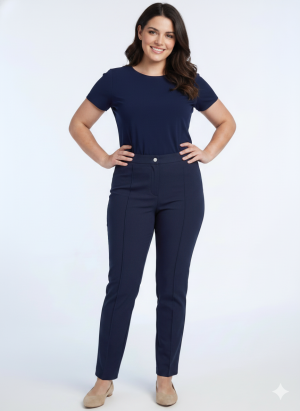 Alternative view of Παντελόνι ψηλόμεσο υφασμάτινο plus size