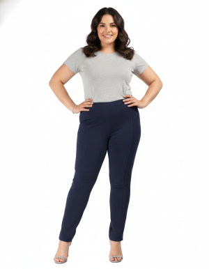 Alternative view of Παντελόνι ψηλόμεσο υφασμάτινο plus size